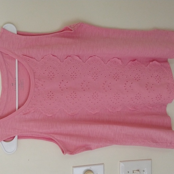Women's talbots sleeveless eyelet pink casual top large beachy coastal tropical - Picture 1 of 6